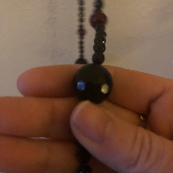 Extra Long Faceted Onyx & Garnet Necklace - 703 $65 or $60 w/offer - Picture 5 of 6